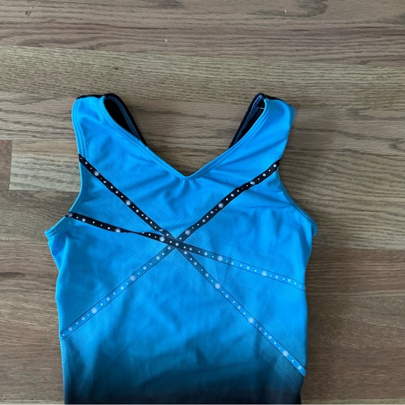 GK Blue and Black Diamonds Leotard Size Child Medium - Picture 9 of 9